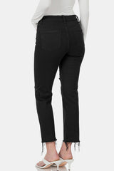 Zenana Distressed Raw Hem Cropped Jeans from Enfance-Heureuse