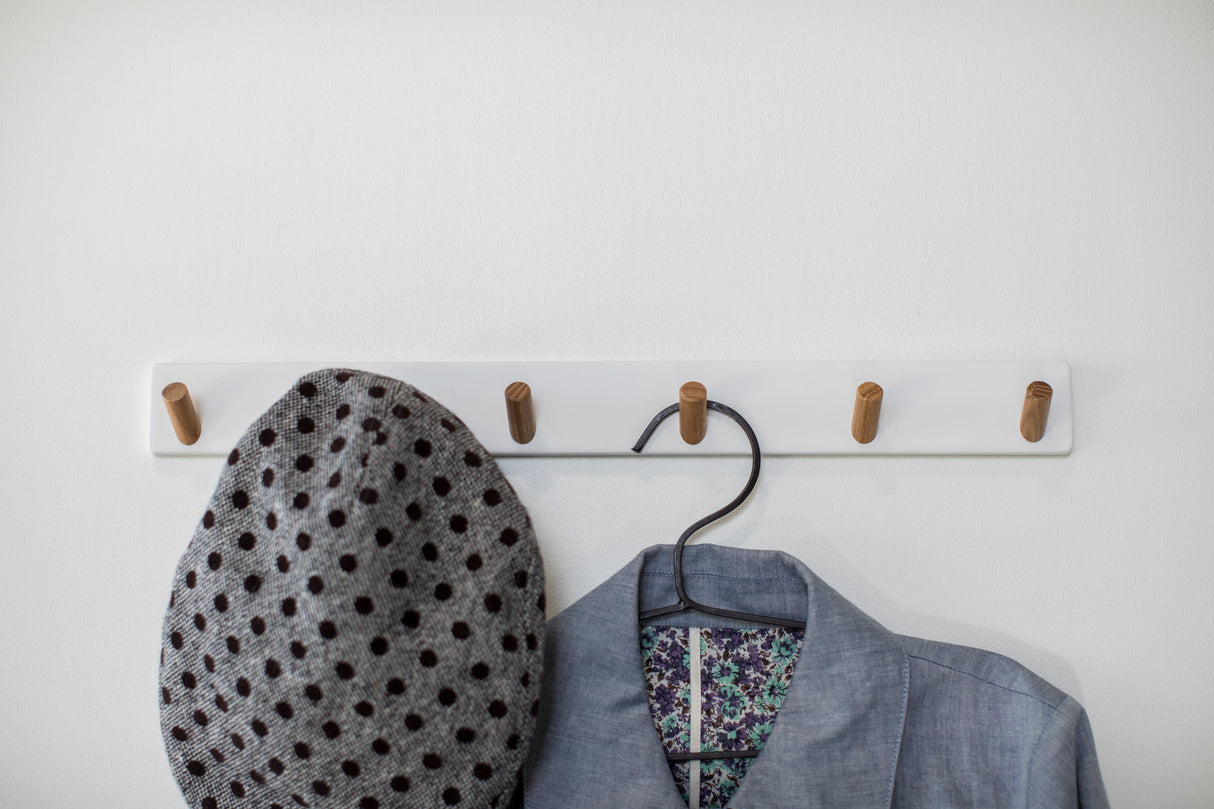 Wall-Mounted Coat Rack - Steel + Wood from Yamazaki Home