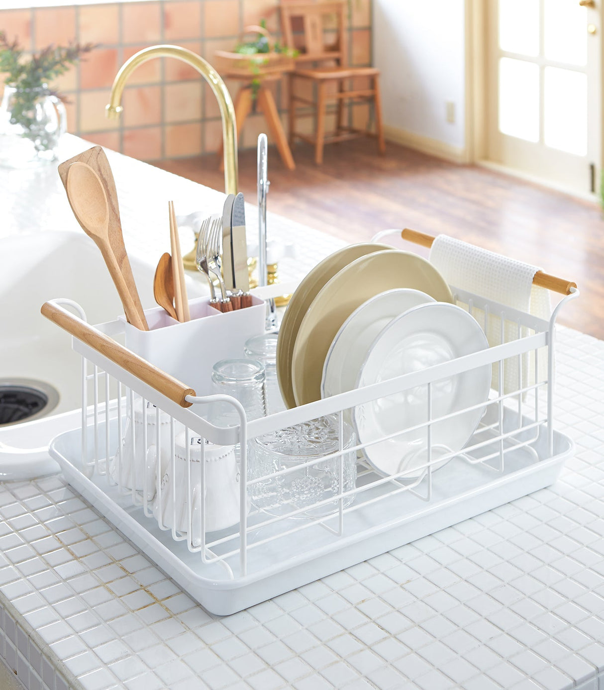 Dish Rack - Steel + Wood from Yamazaki Home