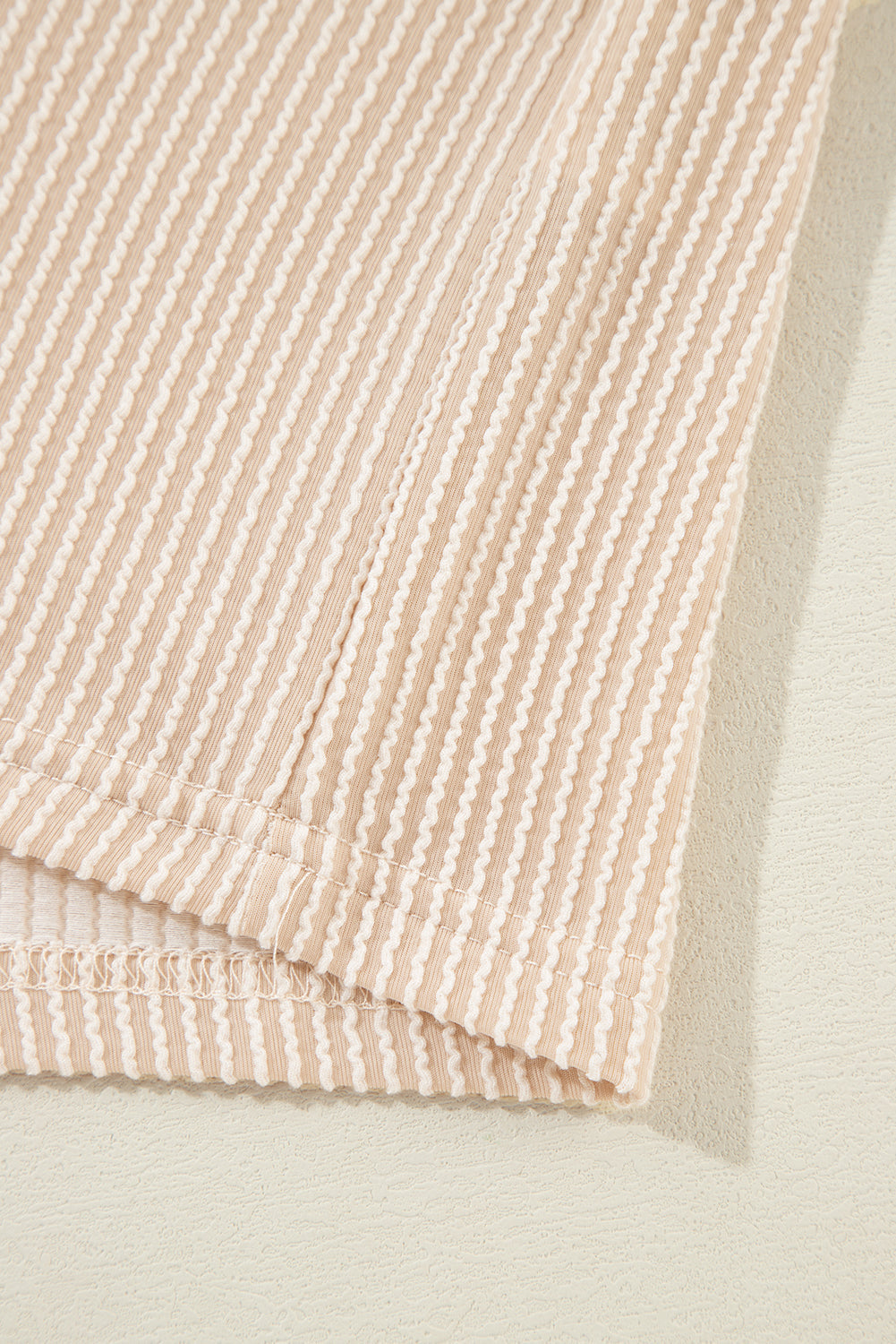 Beige Corded Knit Pocketed Loose Fit T Shirt from MsDressly