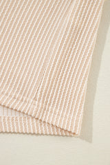 Beige Corded Knit Pocketed Loose Fit T Shirt from MsDressly