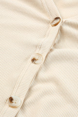 Apricot V-Neck Button-Up Cardigan with Pockets from MsDressly