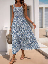 Perfee Frill Printed Square Neck Midi Cami Dress from Enfance-Heureuse