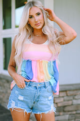Haley Striped Tied Shoulder Tank Top From Threaded Pear