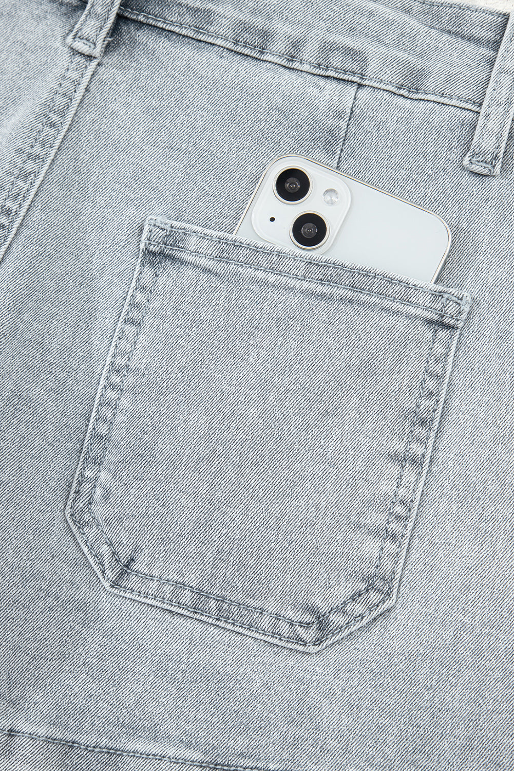 Scalloped Acid Wash High Waist Denim Shorts from Threaded Pear