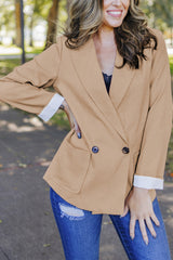 Apricot Buttoned Lapel Collar Blazer with Pocket from MsDressly