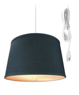 Light Swag Plug-In Pendant 10"W 2 Light Textured Slate Blue with Diffuser White Cord LampsUSA From LampsUSA