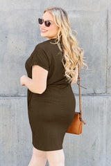 Basic Bae Full Size Round Neck Short Sleeve Dress with Pockets from Enfance-Heureuse
