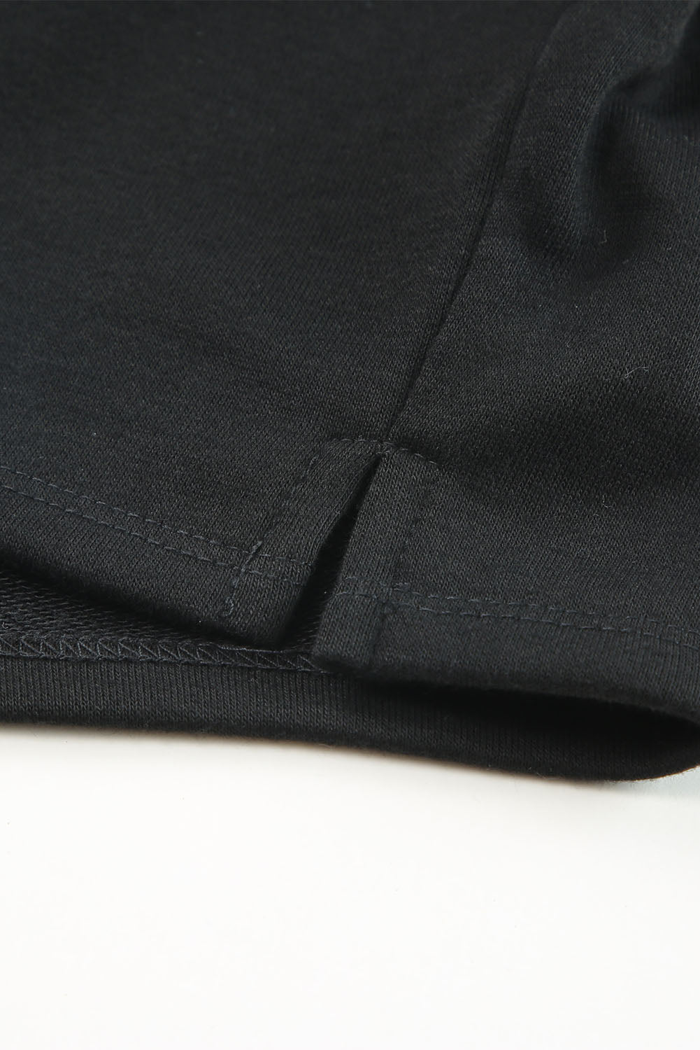 Black Casual High Neck Henley Top and Short Outfit from MsDressly