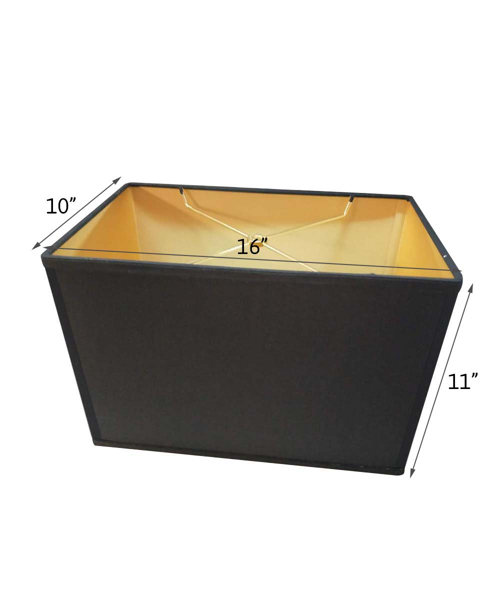 Rectangular 16"W x 11"H Drum Lampshade Softback Black Fabric From LampsUSA