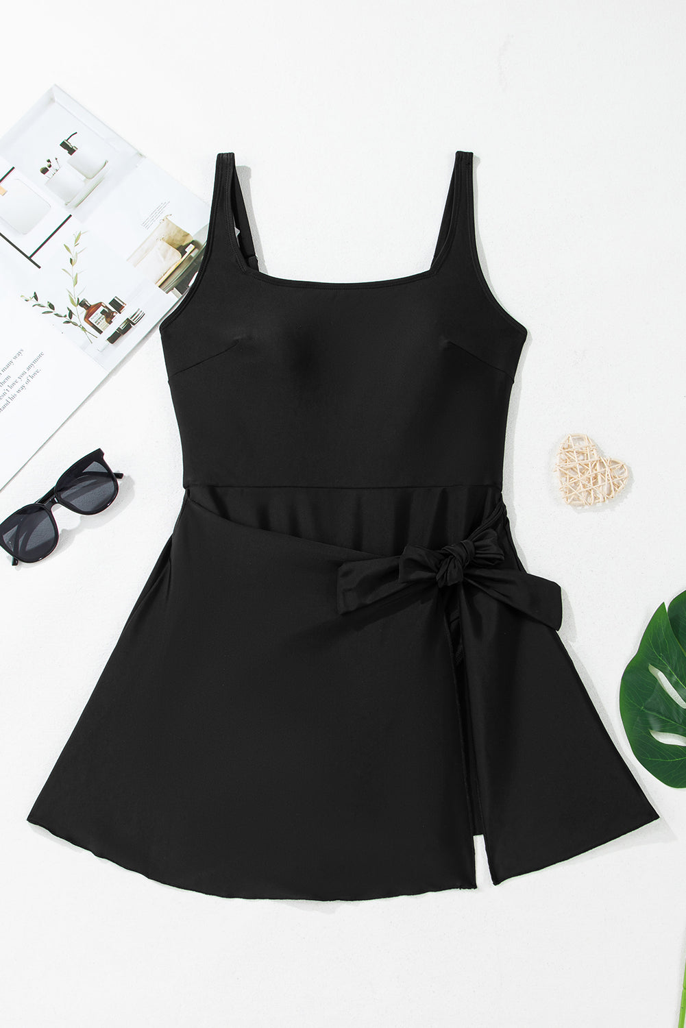 Amaia Side Tied Adjustable Straps A-line One Piece Swim Dress from Threaded Pear