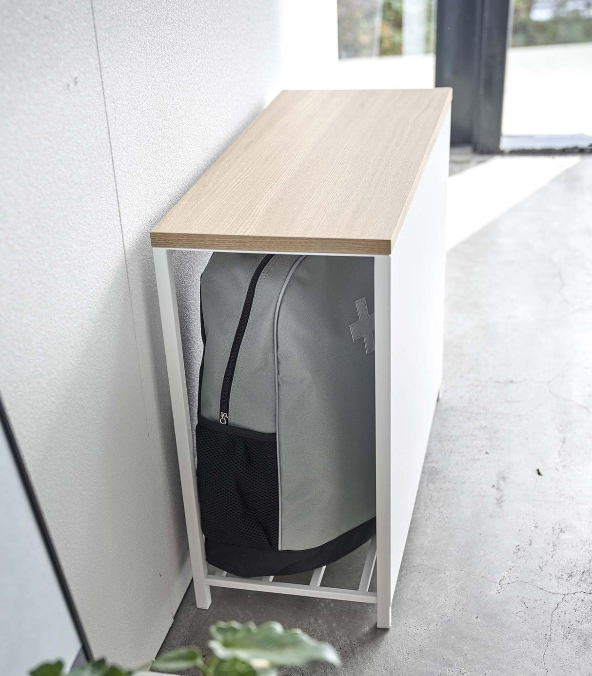 Entryway Storage Organizer & Bench (18" H)  - Steel + Wood from Yamazaki Home