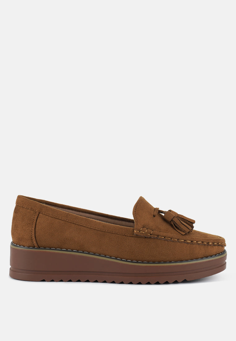 Daiki Platform Lug Sole Tassel Loafers from London Rag International