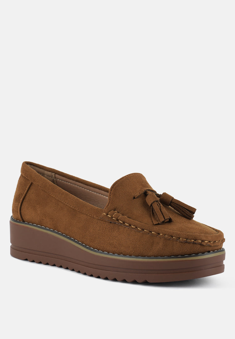 Daiki Platform Lug Sole Tassel Loafers from London Rag International