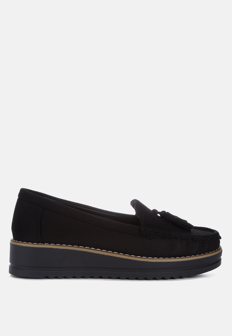 Daiki Platform Lug Sole Tassel Loafers from London Rag International