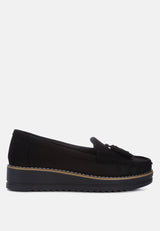 Daiki Platform Lug Sole Tassel Loafers from London Rag International
