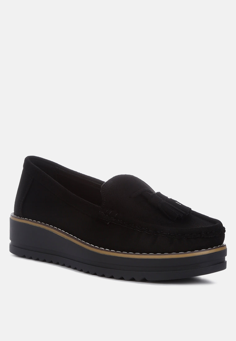 Daiki Platform Lug Sole Tassel Loafers from London Rag International