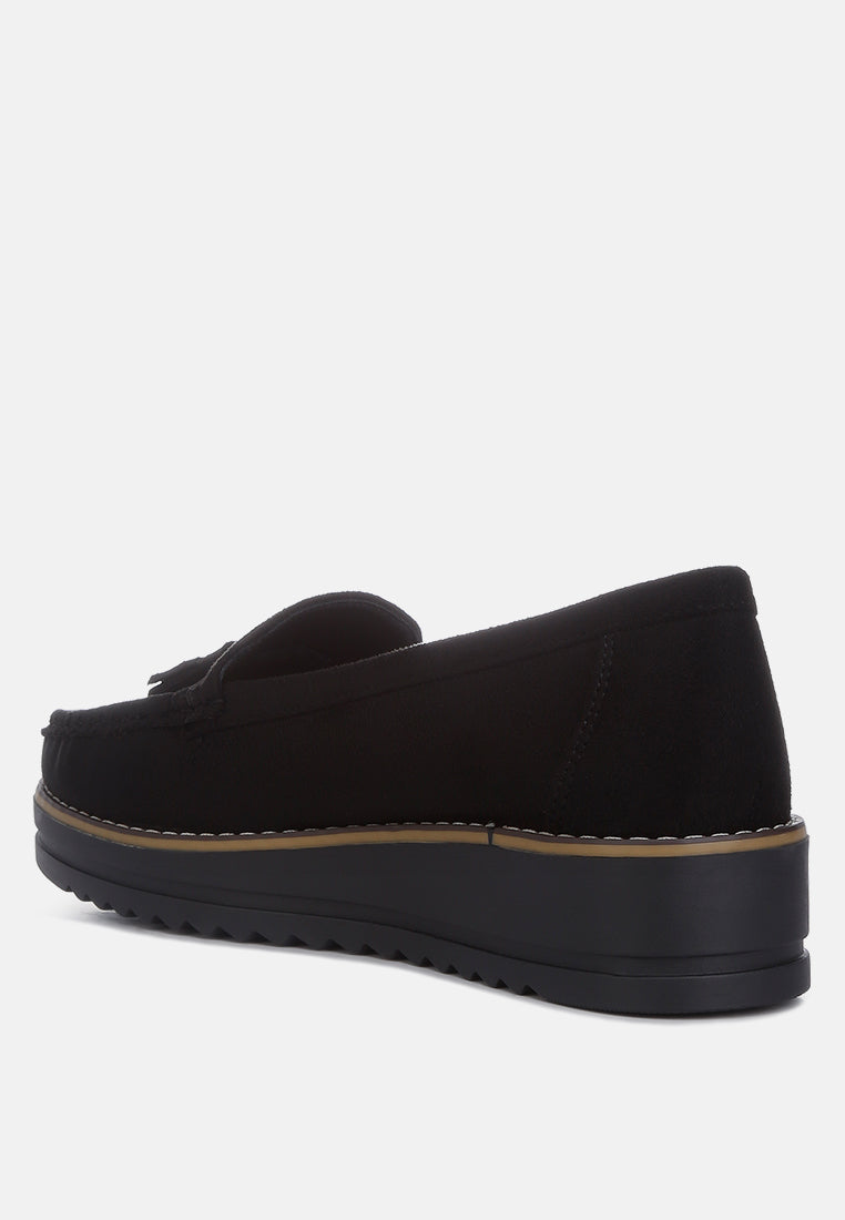 Daiki Platform Lug Sole Tassel Loafers from London Rag International