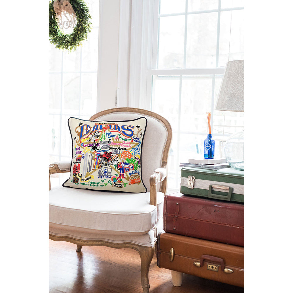 Dallas Hand-Embroidered Pillow from Quirks!