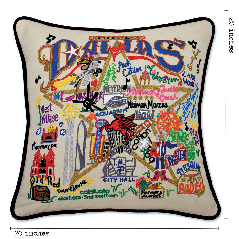 Dallas Hand-Embroidered Pillow from Quirks!