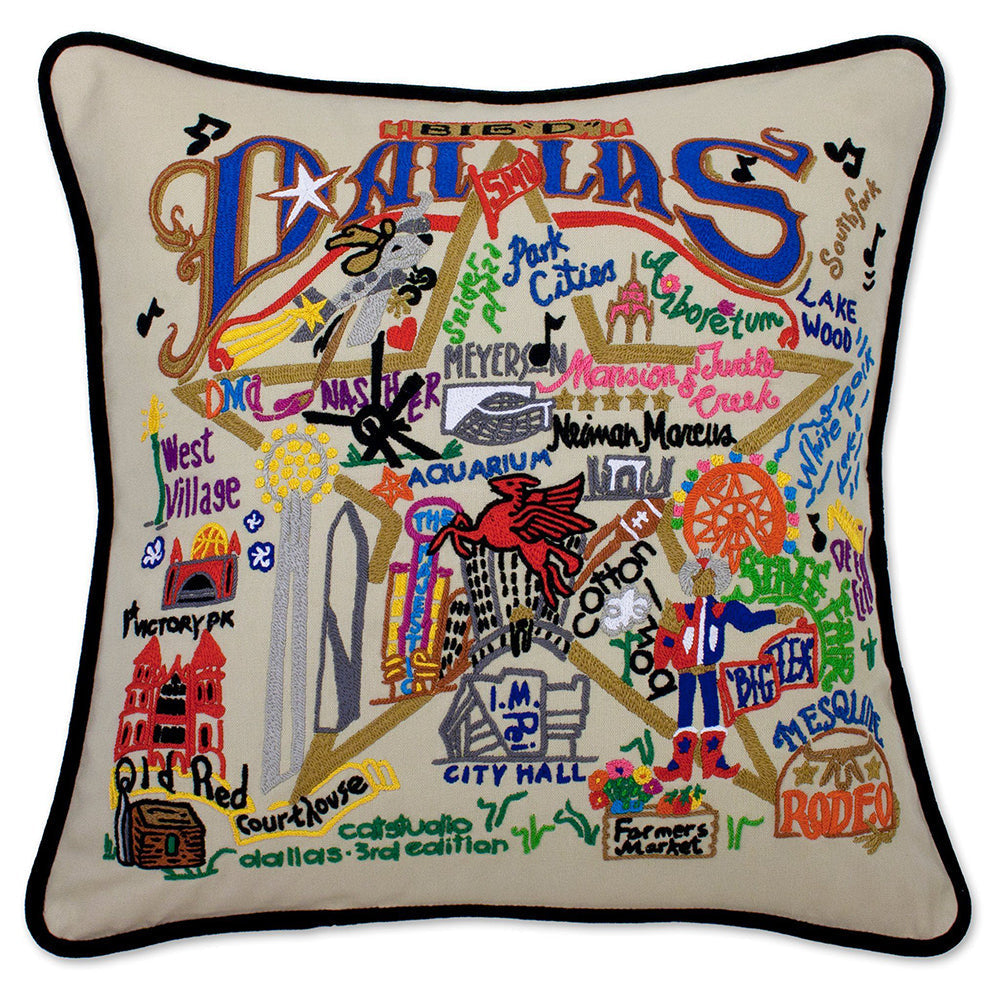 Dallas Hand-Embroidered Pillow from Quirks!