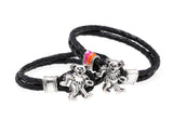 Dancing Bear Sterling Silver Leather Bracelet from Cynthia Gale New York