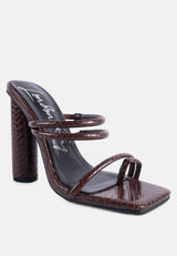 Dandelion High Block Heeled Croc Sandals from London Rag International