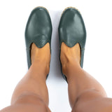 Women's Bottle Green Slip On Shoes from Atlantis Handmade Shoes