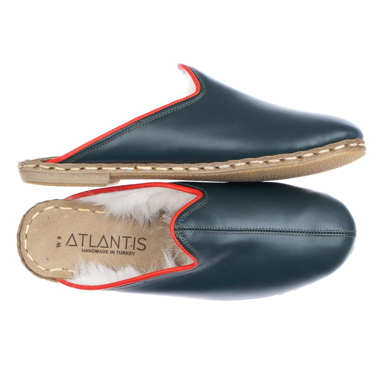 Women's Dark Green Slippers from Atlantis Handmade Shoes