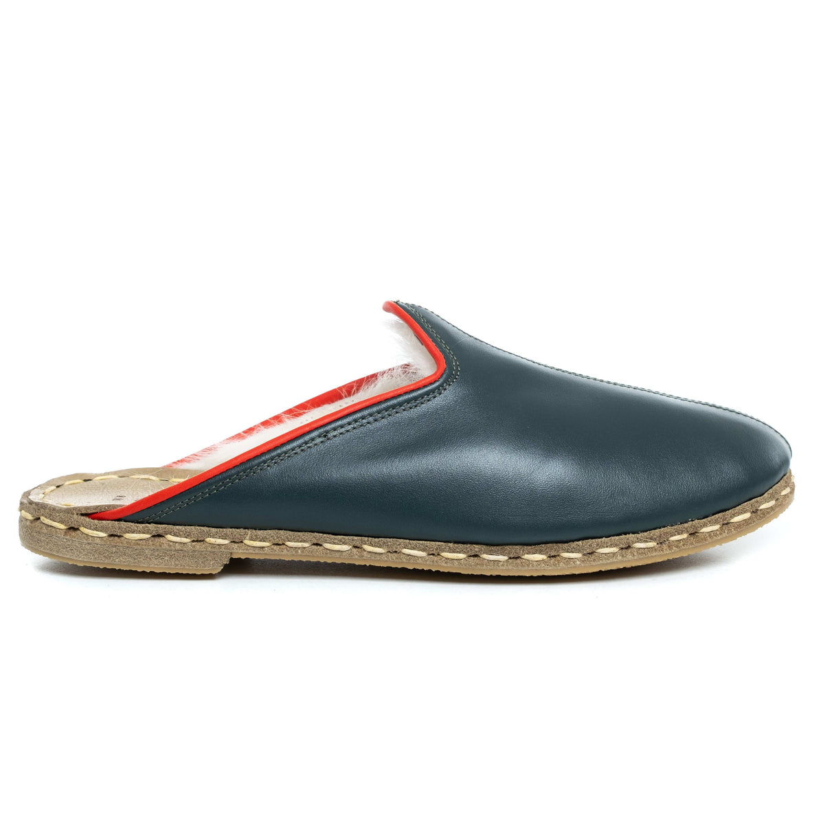 Women's Dark Green Slippers from Atlantis Handmade Shoes