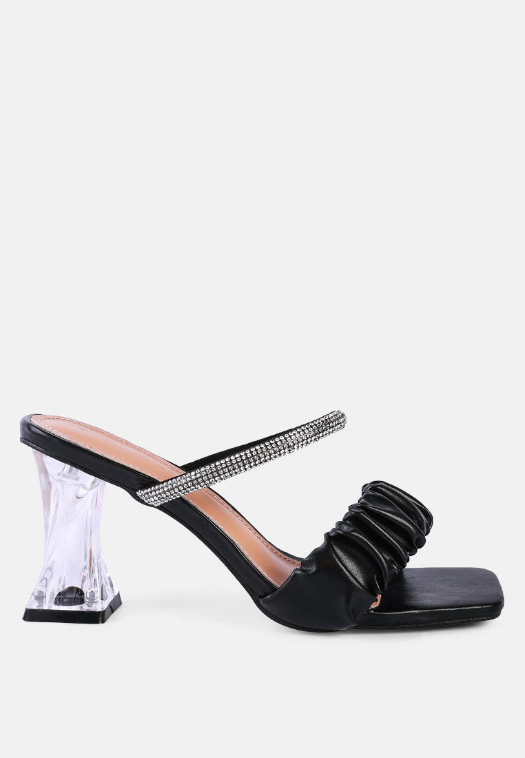 Date Look Clear Heel Rhinestone Sandals from London Rag International