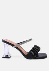 Date Look Clear Heel Rhinestone Sandals from London Rag International