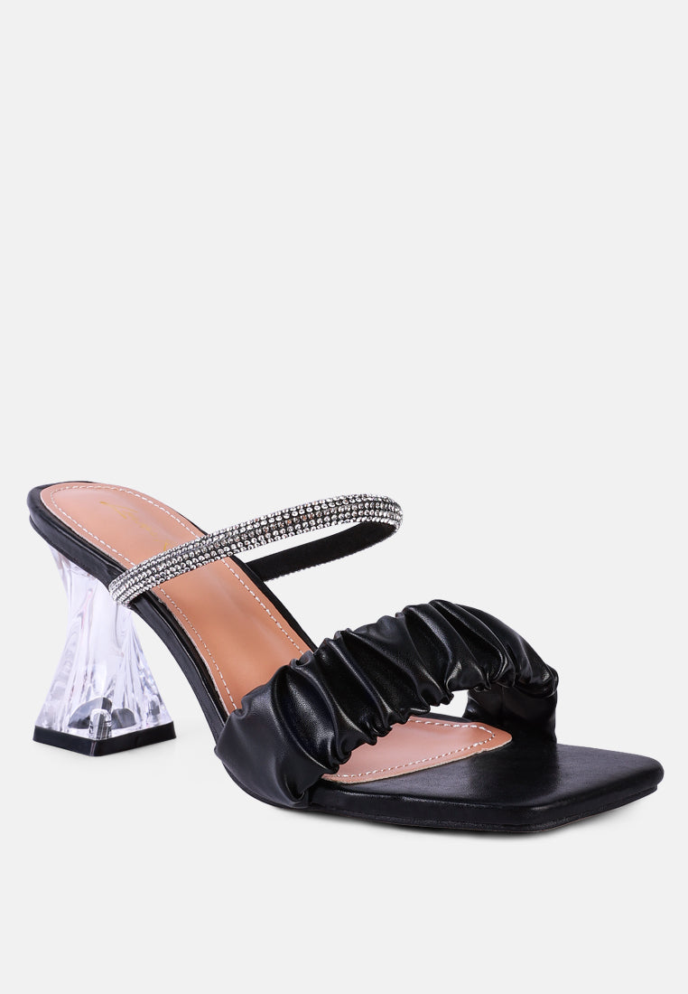 Date Look Clear Heel Rhinestone Sandals from London Rag International