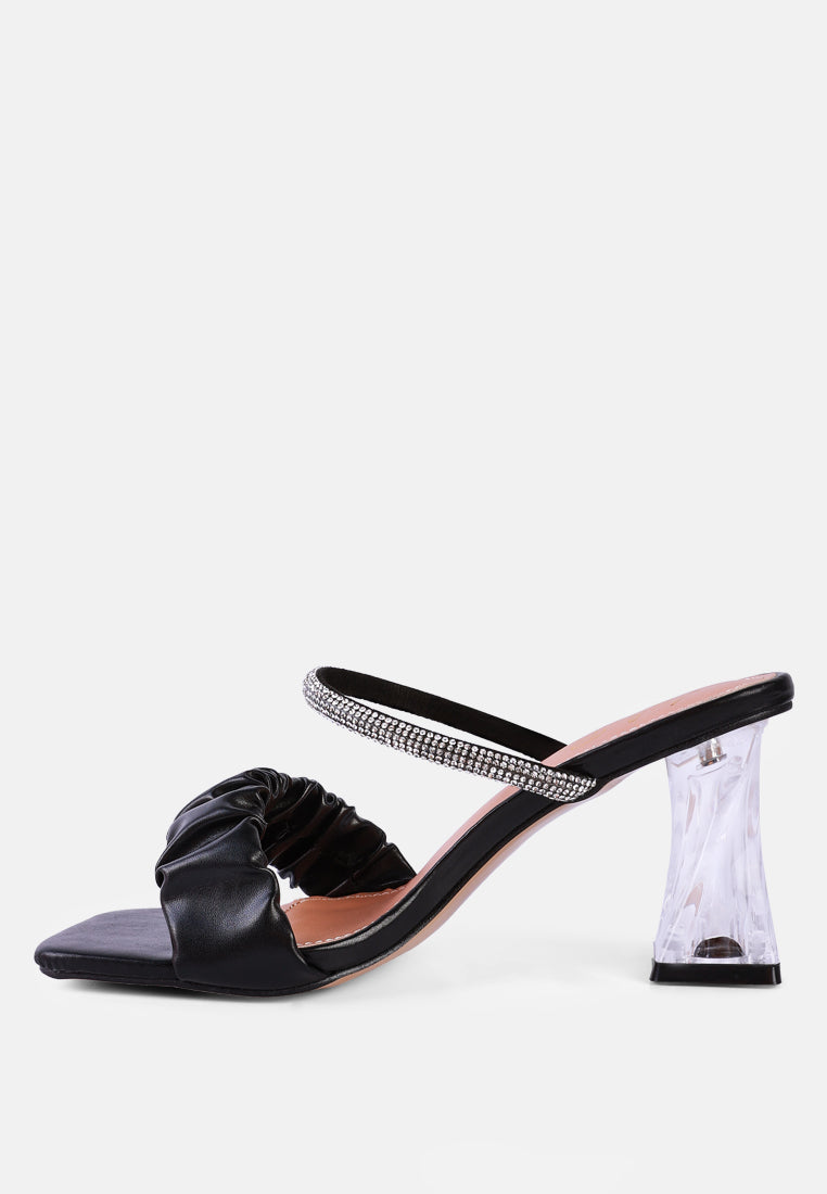 Date Look Clear Heel Rhinestone Sandals from London Rag International