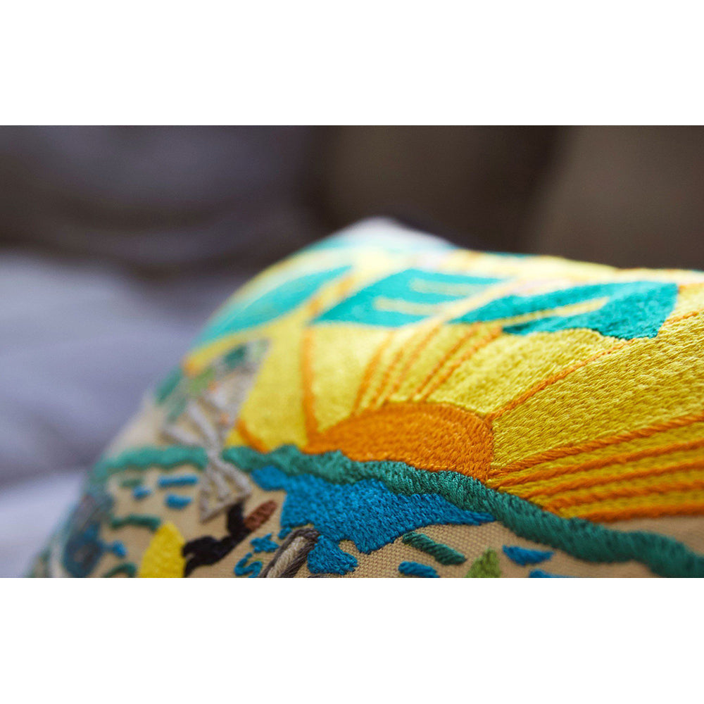 Daytona Beach Hand-Embroidered Pillow from Quirks!