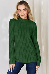 Basic Bae Full Size Ribbed Mock Neck Long Sleeve T-Shirt from Enfance-Heureuse