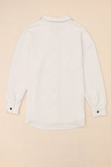 Beige Sequin Rugby Football Textured Knit Collared Game Day Shirt Jacket from MsDressly