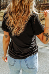 Black Rhinestone Skull Graphic Crewneck T Shirt from MsDressly