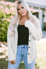 Berkley Button Up Knitted Sleeves Hooded Jacket from Threaded Pear