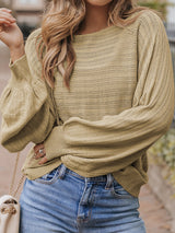 Apricot Eyelets Textured Lantern Sleeve Knit Jumper from MsDressly