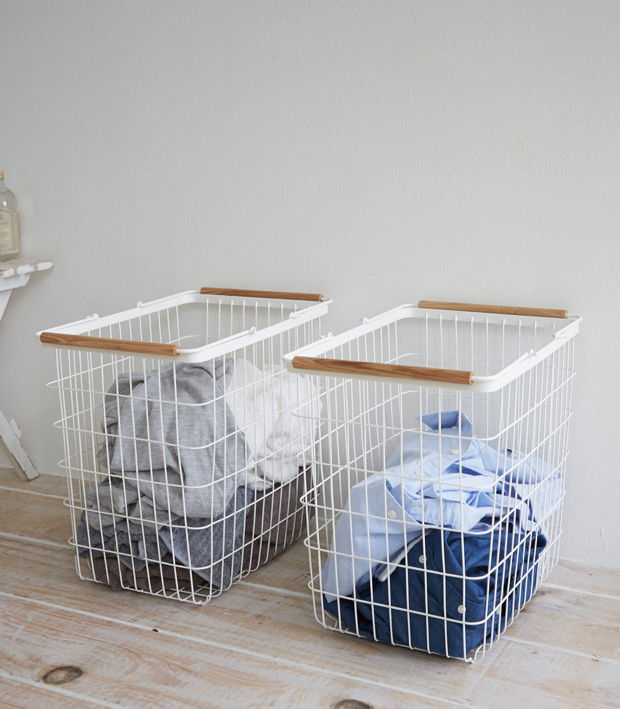 Wire Basket - Two Sizes - Steel + Wood from Yamazaki Home