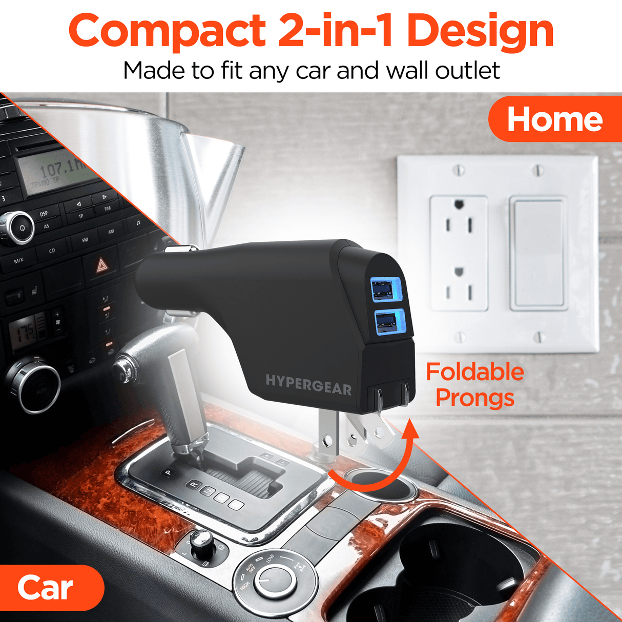 HyperGear Hybrid 2.1A Dual USB Car/Wall Charger from Jupiter Gear Home