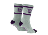 Hasbro Transformers Decepticons Symbol Grey and Purple Crew Socks From Your Favorite T Shirts