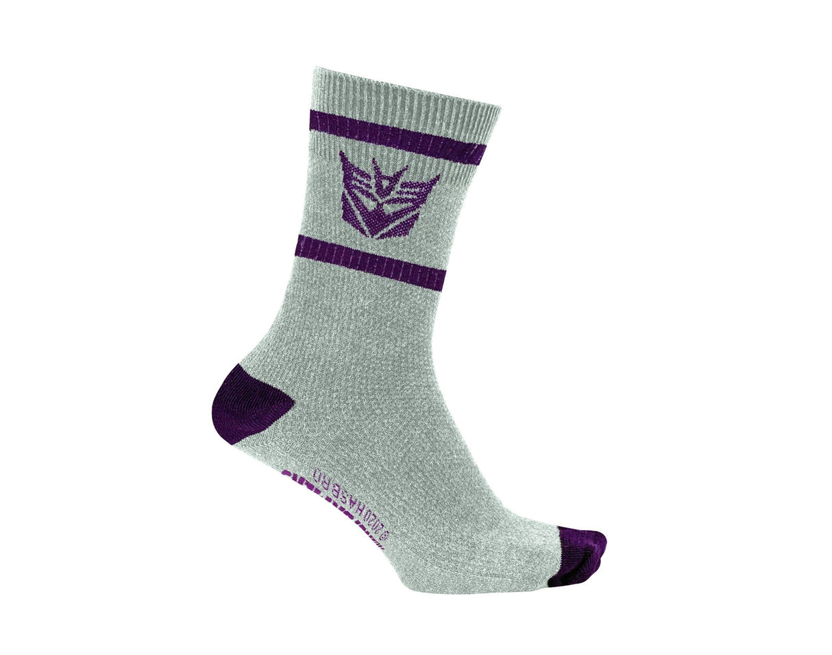 Hasbro Transformers Decepticons Symbol Grey and Purple Crew Socks From Your Favorite T Shirts
