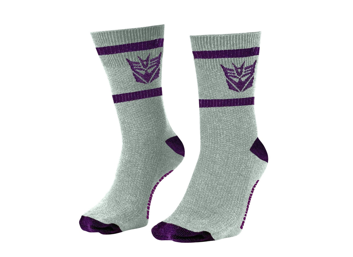 Hasbro Transformers Decepticons Symbol Grey and Purple Crew Socks From Your Favorite T Shirts