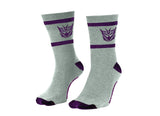 Hasbro Transformers Decepticons Symbol Grey and Purple Crew Socks From Your Favorite T Shirts