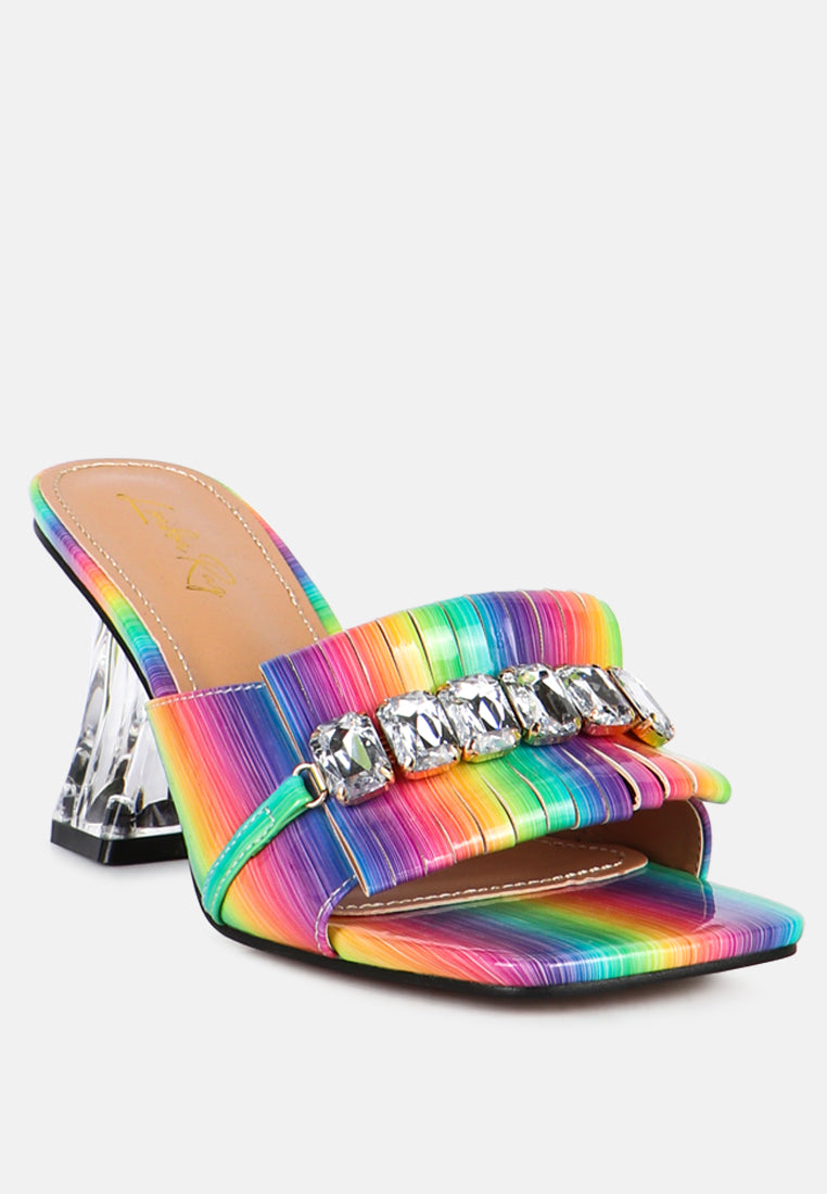 Deeba Diamante Embellishment Clear Spool Heel Sandals from London Rag International