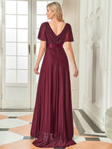 Adorable Plunging V-Neck Ribbon Belt Evening Gown from MsDressly