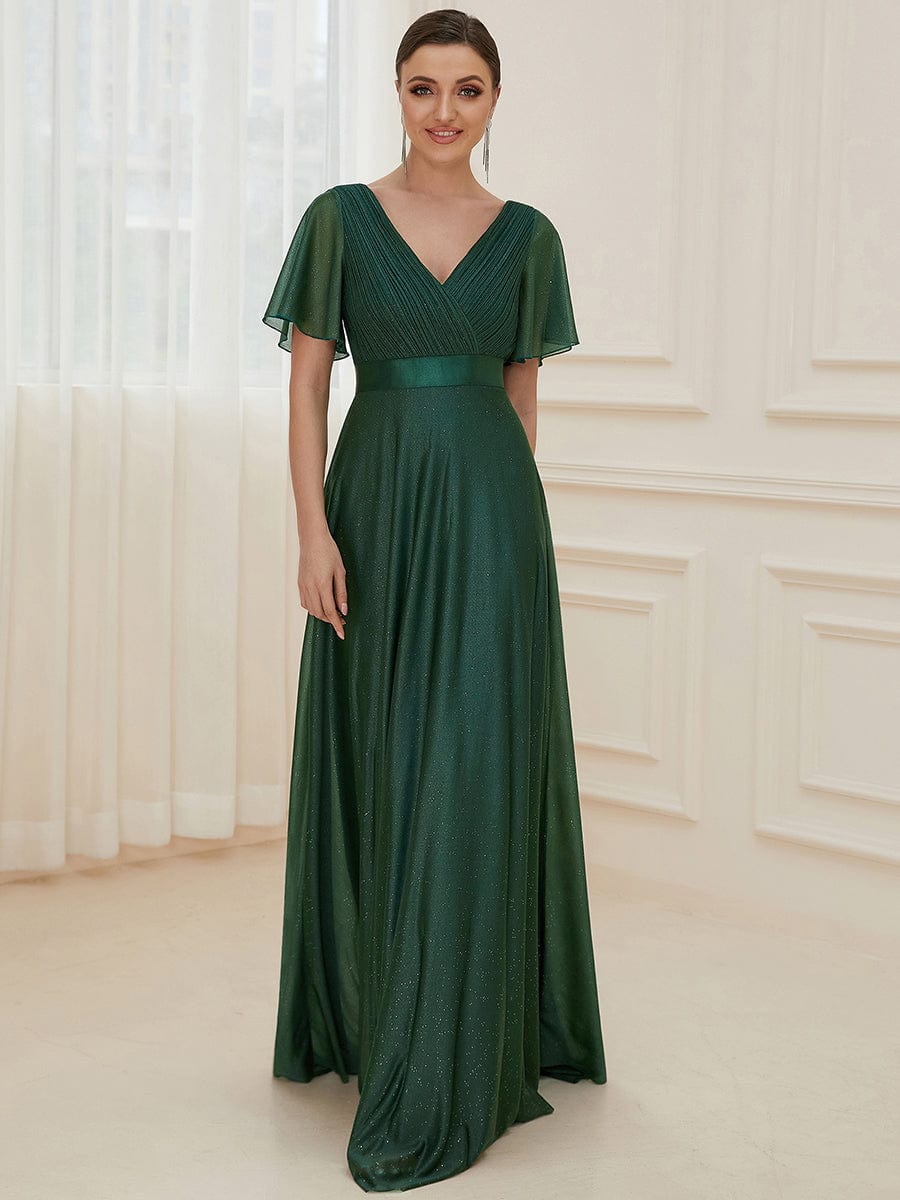Adorable Plunging V-Neck Ribbon Belt Evening Gown from MsDressly