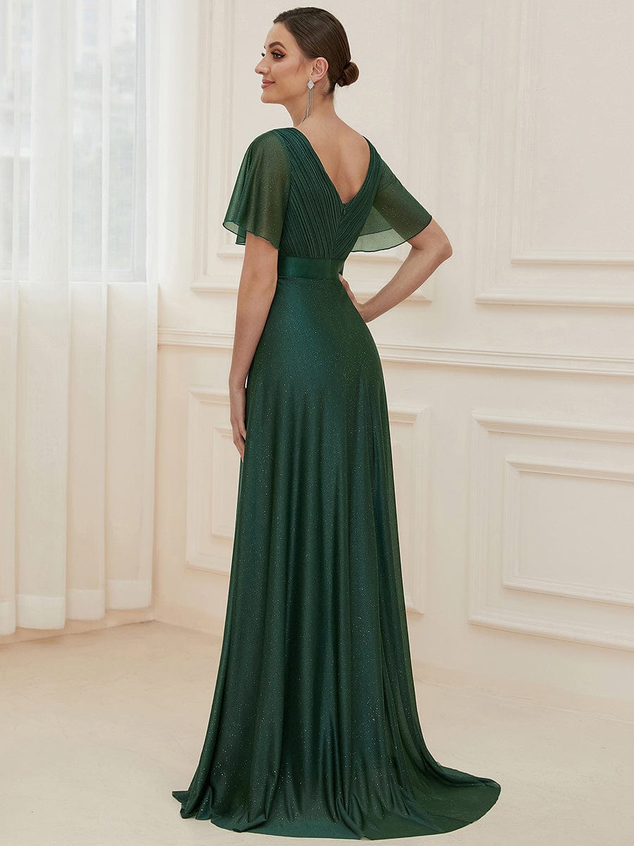 Adorable Plunging V-Neck Ribbon Belt Evening Gown from MsDressly